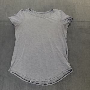 Lululemon Shirt Women 6 Black White Stripe Pima Cotton Love Crew III W3DMBS